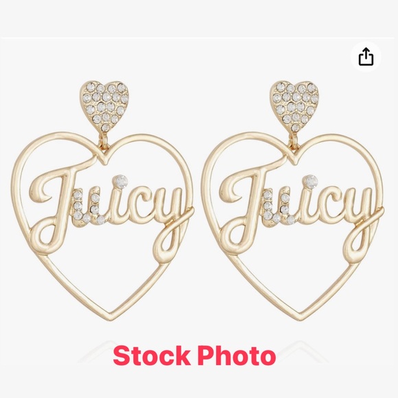 Juicy Couture Jewelry - ⛔️SOLD⛔️Juicy Couture Signature Logo Heart Shaped Hoop Earrings